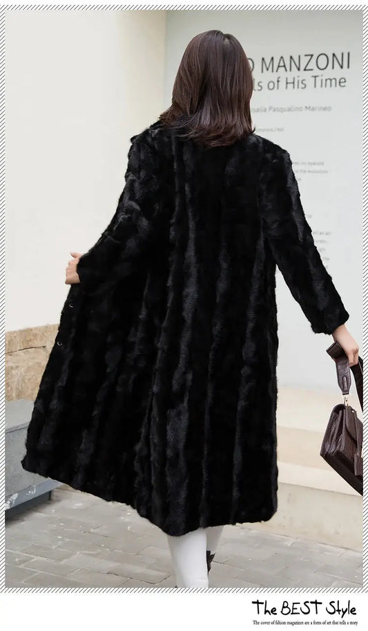 Luxury Lady Genuine real natural mink fur coat women's long fashion stand collar warm winter waistcoats jacket custom any size ANOINTED_ADORNED