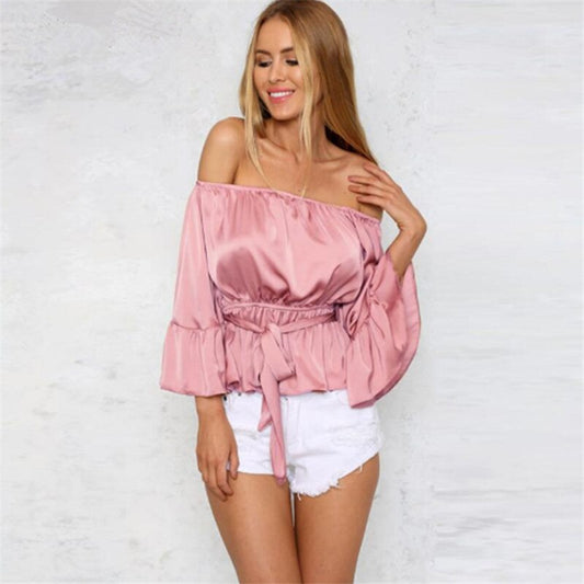Butterfly Sleeve Slash Neck Blouse – Plus Size