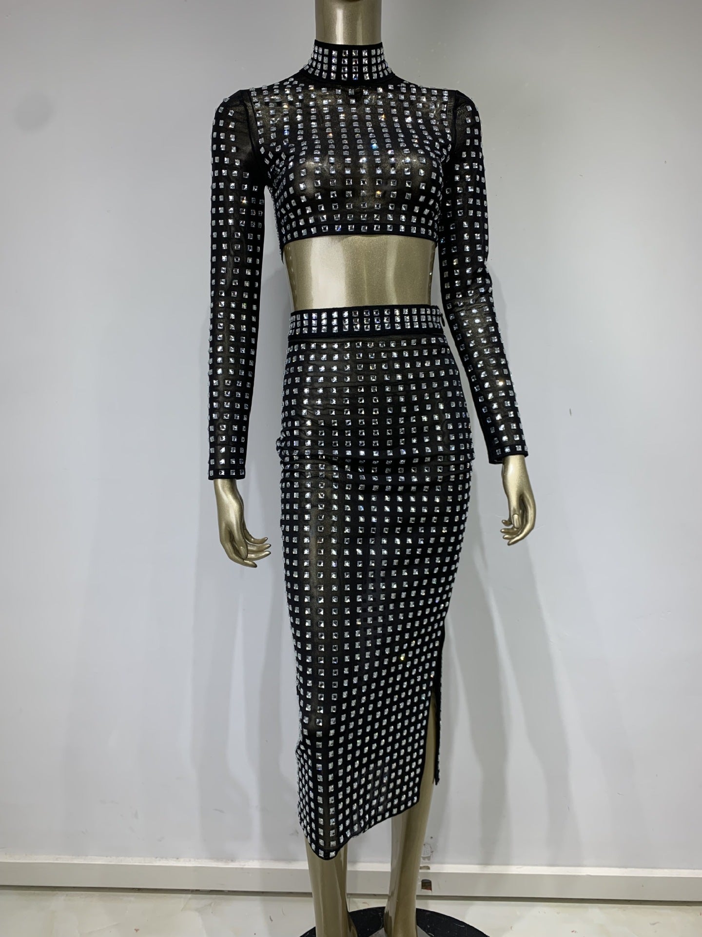 Women's Rivet Elastic Tight Skirt Suit The Fashion Celestial