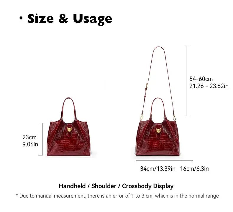 New 2025 Light Luxury Crocodile Pattern Genuine Leather Women's Messenger Bag Commuter Versatile Large Capacity Handbag ANOINTED_ADORNED