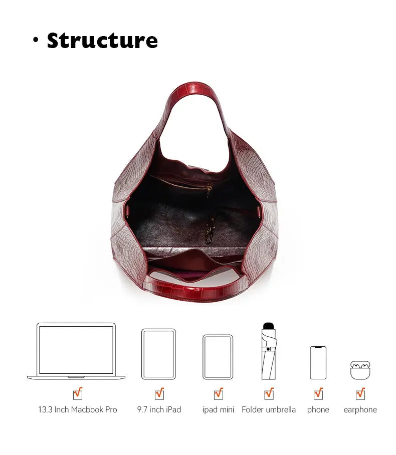 New 2025 Light Luxury Crocodile Pattern Genuine Leather Women's Messenger Bag Commuter Versatile Large Capacity Handbag ANOINTED_ADORNED