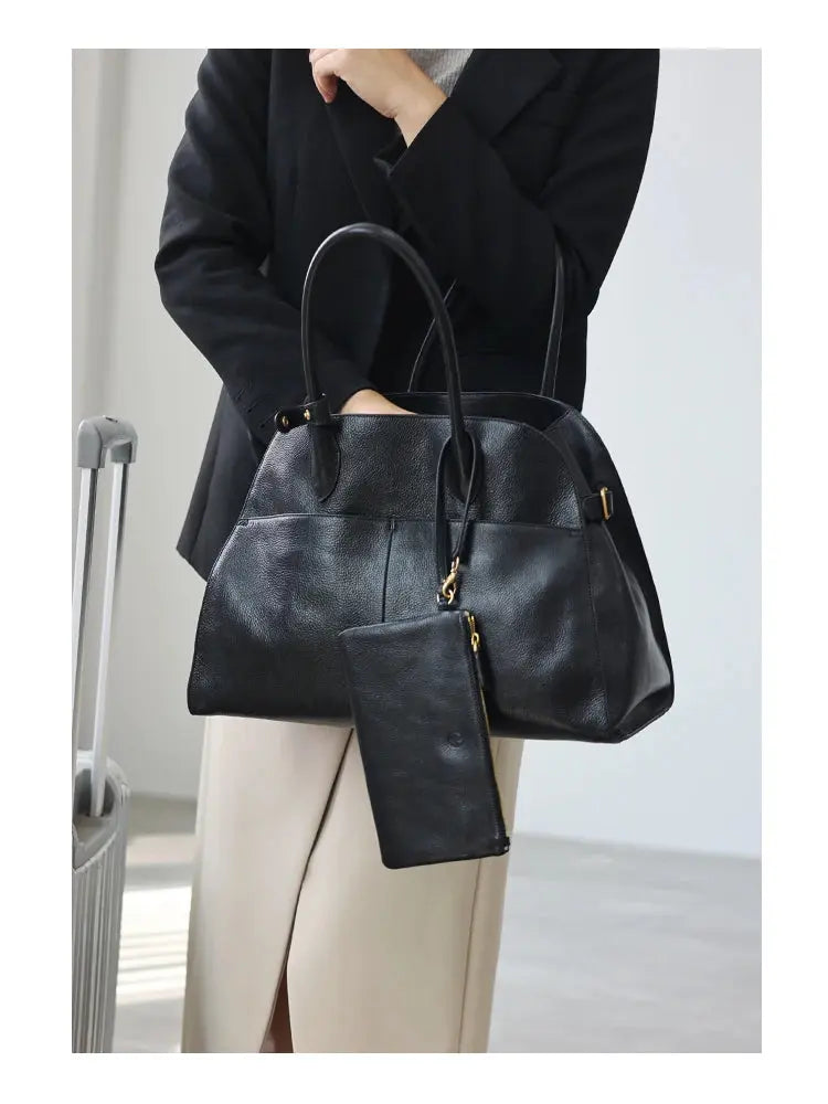 Women's Genuine Leather Large Capacity Tote Bag Female Retro Luxury Briefcase Vintage Cowhide Shoulder Handbag ANOINTED_ADORNED