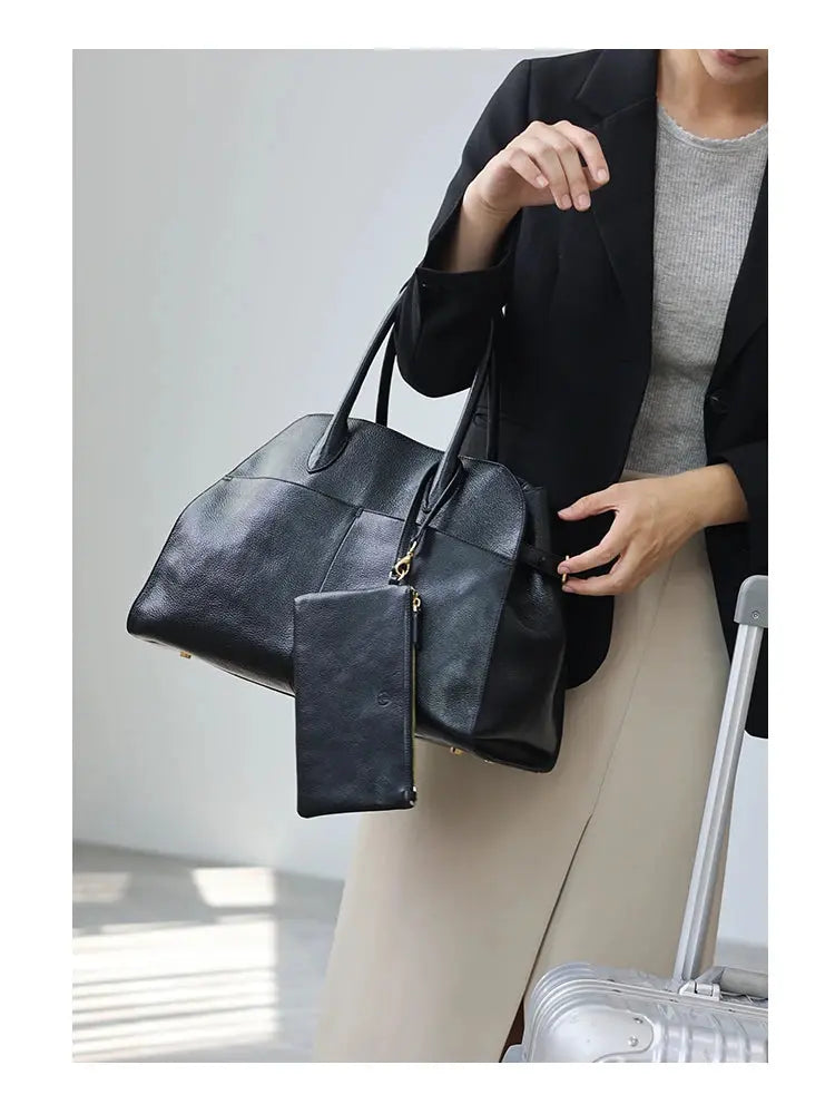 Women's Genuine Leather Large Capacity Tote Bag Female Retro Luxury Briefcase Vintage Cowhide Shoulder Handbag ANOINTED_ADORNED