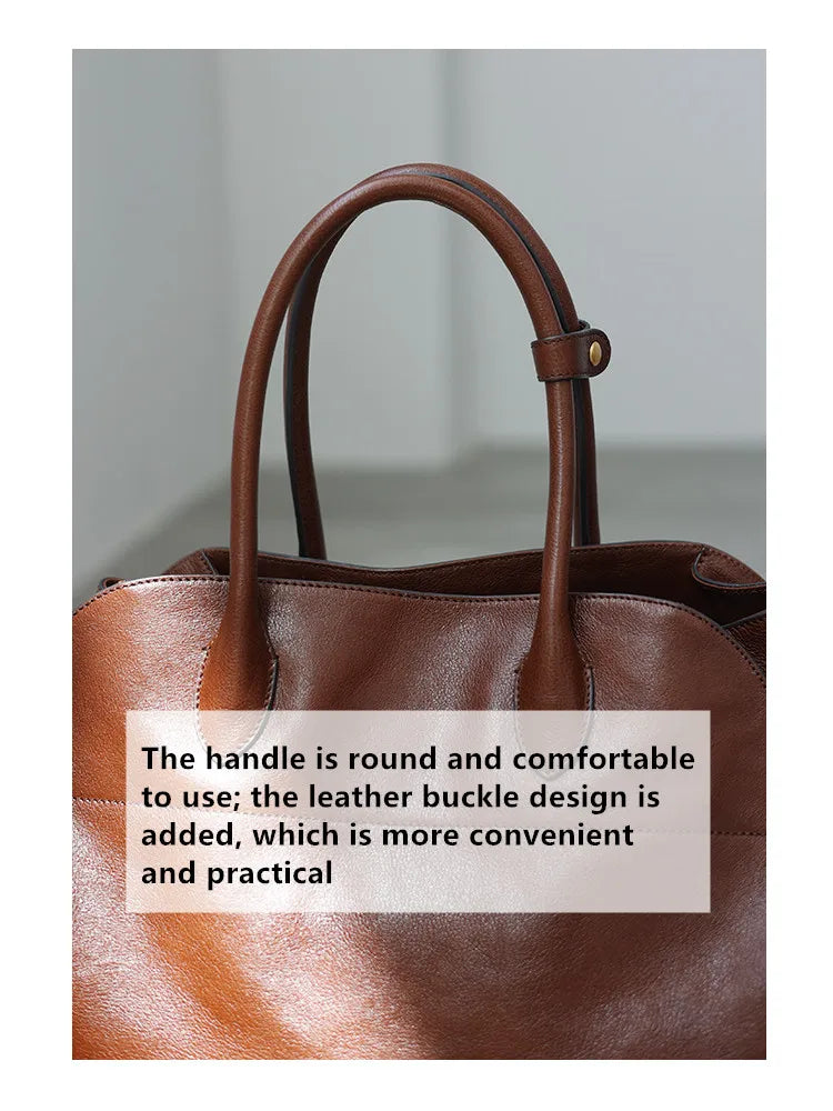 Women's Genuine Leather Large Capacity Tote Bag Female Retro Luxury Briefcase Vintage Cowhide Shoulder Handbag ANOINTED_ADORNED