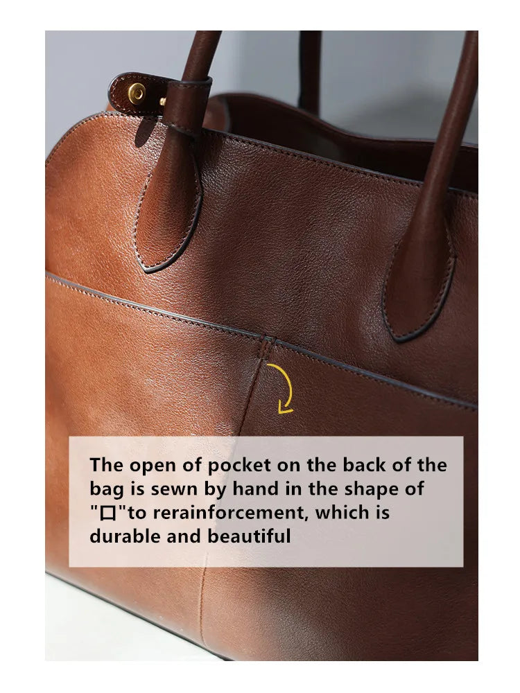 Women's Genuine Leather Large Capacity Tote Bag Female Retro Luxury Briefcase Vintage Cowhide Shoulder Handbag ANOINTED_ADORNED