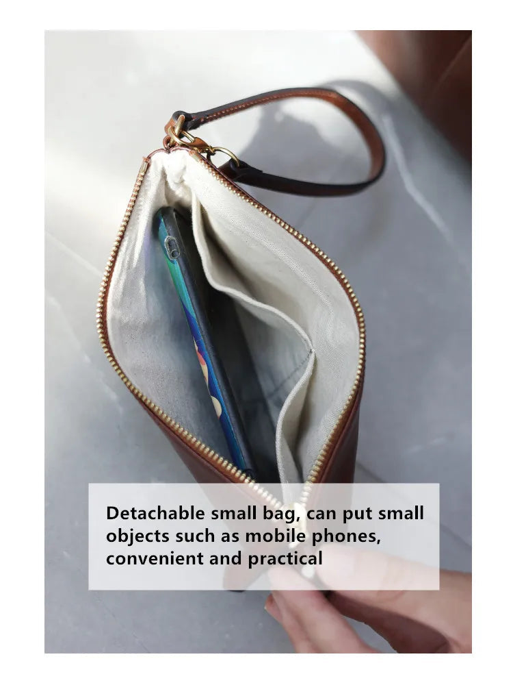 Women's Genuine Leather Large Capacity Tote Bag Female Retro Luxury Briefcase Vintage Cowhide Shoulder Handbag ANOINTED_ADORNED