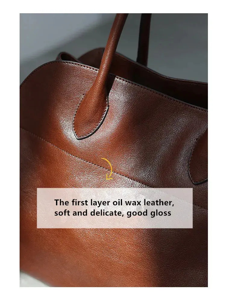 Women's Genuine Leather Large Capacity Tote Bag Female Retro Luxury Briefcase Vintage Cowhide Shoulder Handbag ANOINTED_ADORNED