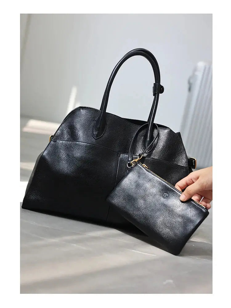 Women's Genuine Leather Large Capacity Tote Bag Female Retro Luxury Briefcase Vintage Cowhide Shoulder Handbag ANOINTED_ADORNED