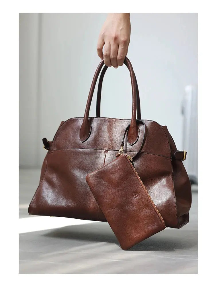 Women's Genuine Leather Large Capacity Tote Bag Female Retro Luxury Briefcase Vintage Cowhide Shoulder Handbag ANOINTED_ADORNED