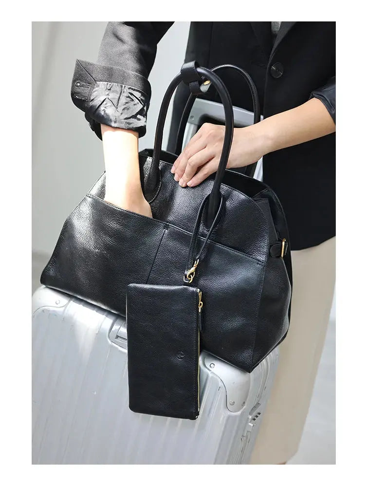 Women's Genuine Leather Large Capacity Tote Bag Female Retro Luxury Briefcase Vintage Cowhide Shoulder Handbag ANOINTED_ADORNED