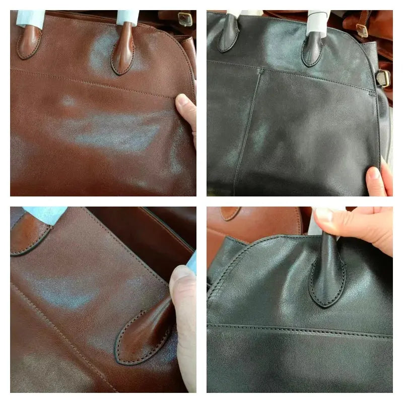 Women's Genuine Leather Large Capacity Tote Bag Female Retro Luxury Briefcase Vintage Cowhide Shoulder Handbag ANOINTED_ADORNED