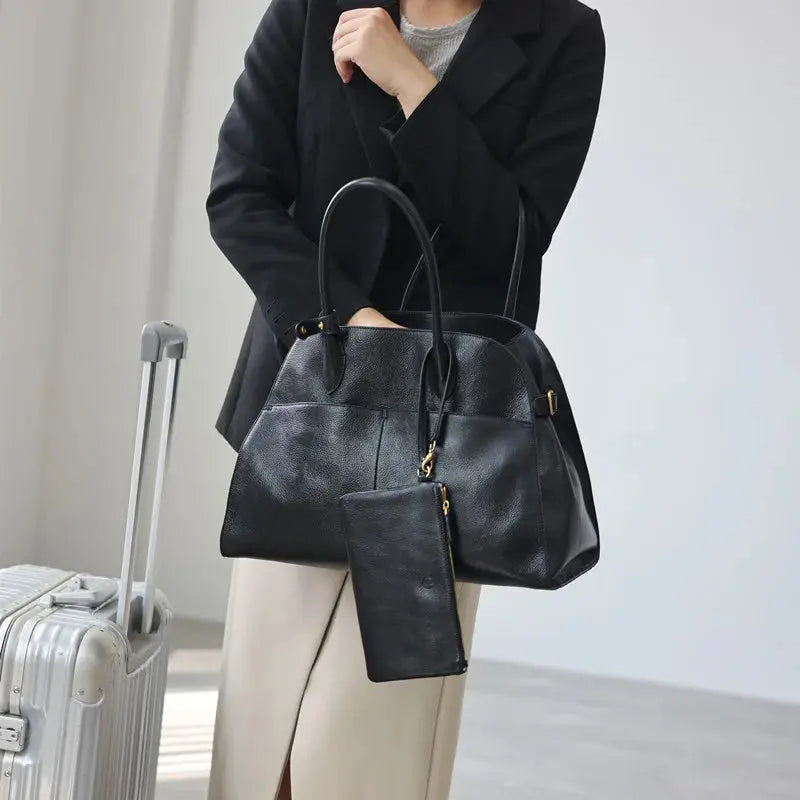 Women's Genuine Leather Large Capacity Tote Bag Female Retro Luxury Briefcase Vintage Cowhide Shoulder Handbag ANOINTED_ADORNED